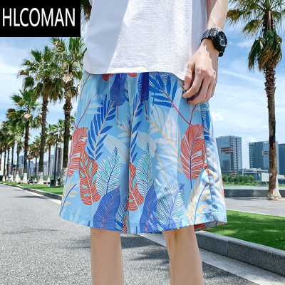 HLCOMAN沙滩裤男夏季薄款潮牌花短裤可下水速干泳裤宽松居家睡裤大裤衩子