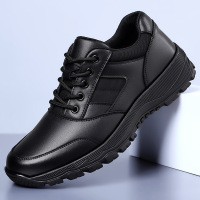 时尚休闲鞋男2024新款单鞋加绒保暖真皮男鞋中老年爸爸鞋厂家直销