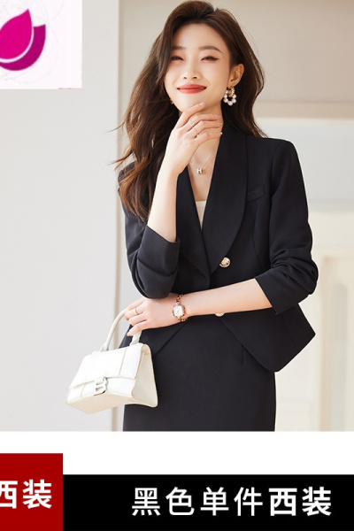 七斓黑色西装外套女职业正装气质女范高端西服套装裙高级感