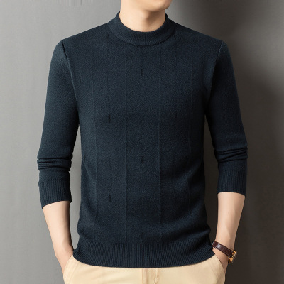 加厚绵柔时尚羊毛衫打底中国风圆领毛衣中年男士宽松濮院羊毛衫