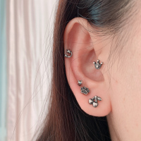 韩国迷你复古爪子 小星星 皇冠 樱桃 粗针耳骨钉 耳蜗 门钉送女朋友老婆情人节七夕生日礼物