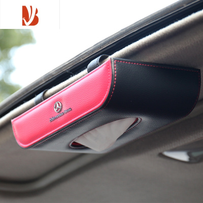 三维工匠奔驰GLC/GLA/GLB或C/E/S/A级汽车抽纸盒汽车内饰用品 黑红双色-挂式(奔驰) 送抽纸1包