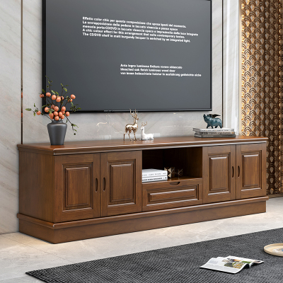 青木川 简约现代实木电视柜落地2025新款客厅家用小户型双层收纳储物柜床尾柜影视柜电视机柜矮柜