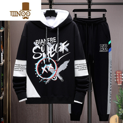 YANXU初中高中学生款卫衣13岁男孩帅气运动套装14青少年大童男装15