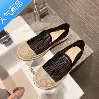 SUNTEK渔夫鞋女夏季2023年新款百搭网纱透气网鞋平底鞋一脚蹬懒人乐福鞋