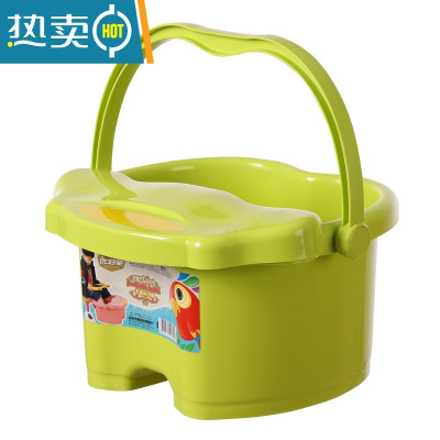 JING PING儿童泡脚桶塑料加厚宝宝洗脚桶小号按摩足浴盆带盖保温洗脚盆家用