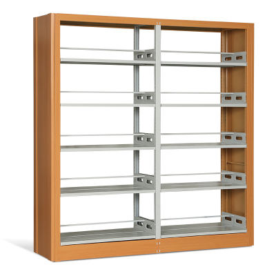 易企采 2000*1900*450mm双面一列二组五层 钢制书架学校图书馆书店书籍室阅览室双面书架资料架木护板