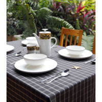 美帮汇美式田园防水桌布布艺格子餐桌布长方形茶几台布简约现代饭店