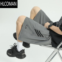 HLCOMAN条纹运动短裤男夏季薄款宽松直筒休闲中裤潮牌美式速干篮球五分裤