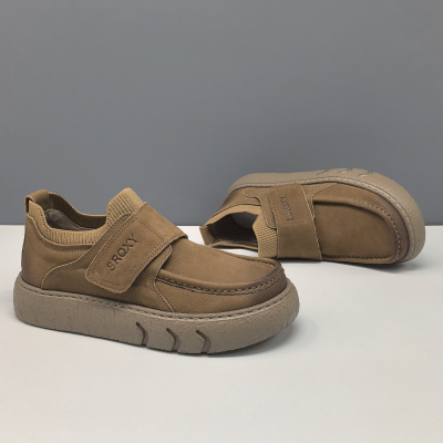 男生头层牛皮一脚蹬懒人鞋百搭男款潮鞋真皮欧洲站男鞋男士休闲鞋