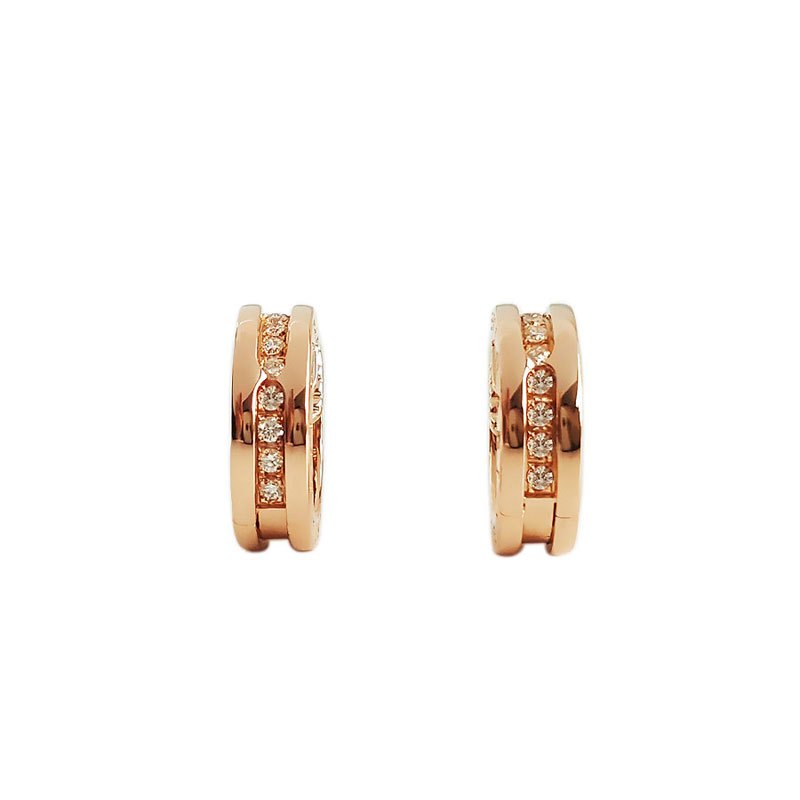 [正品二手99新]未使用 宝格丽(bvlgari)18k玫瑰金半镶钻圆环耳环耳钉