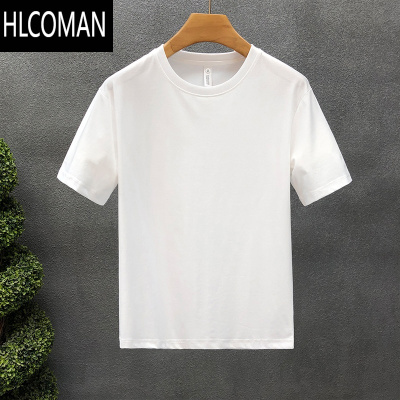 HLCOMAN简约纯色短袖t恤男生白半袖2024夏季新款男士白色打底衫