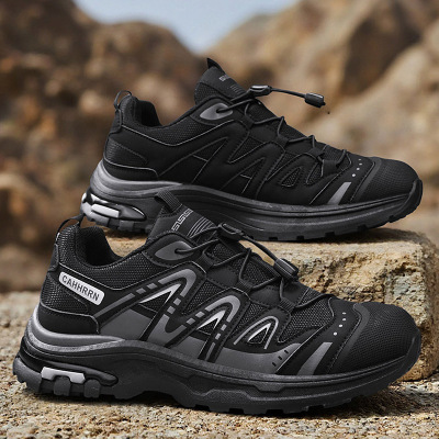 秋季新款潮流圆头百搭透气系带厚底舒适休闲纯色舒适运动男鞋