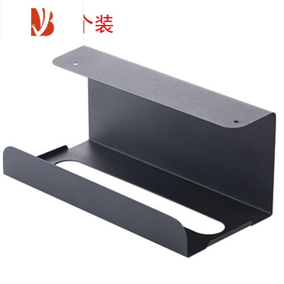 三维工匠厨房纸巾架免打孔铁艺用纸架家用餐巾纸创意挂架橱柜门抽纸盒壁挂 黑色两个装