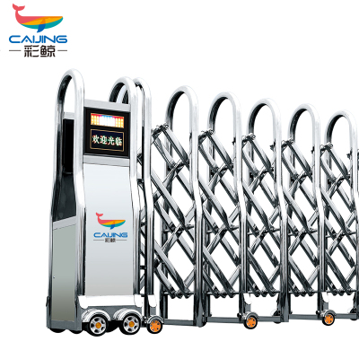 CJ-SSM023 智能不锈钢伸缩门学校小区工厂电动大门推拉门商业办公大门酒店家具电动门