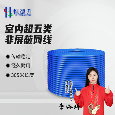 恒德升 HDS-A494SCAT5e-L1 室内超五类非屏蔽网线 CAT.5E无氧铜非屏蔽双绞线 305米/箱 蓝色