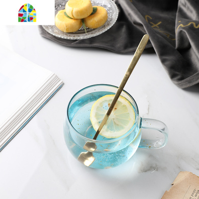 耐热玻璃冷水壶防爆家用北欧ins凉茶壶套装渐变色凉白开壶大容量 FENGHOU 相亲相爱(一壶两杯)不含竹盘凉水壶