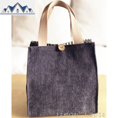 原创可爱日系饭盒袋便当包灯芯绒秋冬甜美手提拎学生带饭 三维工匠收纳包