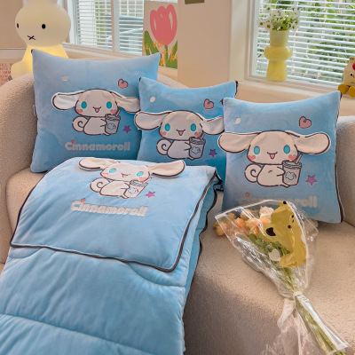 新款正版三丽鸥授权加厚AB版婴儿绒和北极绒贴布绣刺绣抱枕被