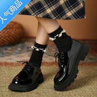 SUNTEK[温水先生]学院小皮鞋女2023夏季英伦风厚底单鞋系带JK乐福鞋