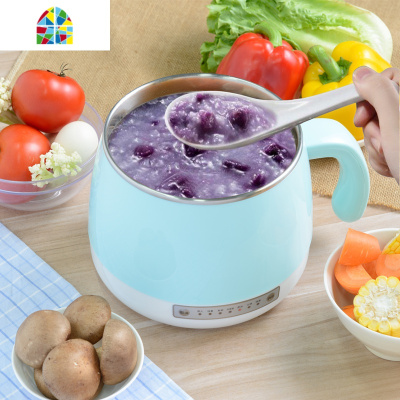 煮粥1-2人小电炖锅迷你婴儿宝宝煲粥锅家用全自动快速熬粥 FENGHOU 天蓝色+隔水炖