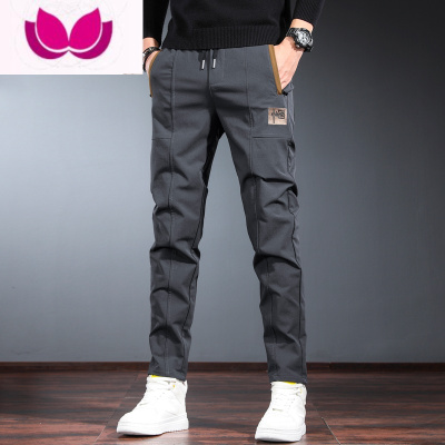 七斓男士休闲长裤冬季加绒加厚韩版修身小脚运动男款裤子2023新款