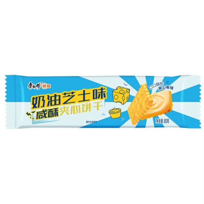 苏宁宜品康师傅葱香夹心饼干80克袋装低糖酥脆美味零食小吃奶油芝士味80g*4