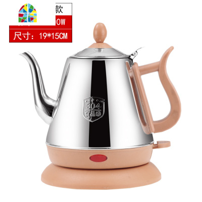 烧水壶小长嘴电热水壶随手泡不锈钢电茶壶家用热水壶自动断电宾馆 FENGHOU 黑色1.0L连盖食品级-酒店推荐