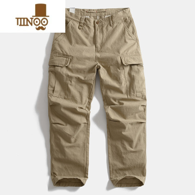 YANXU美式加厚直筒男式宽松工装裤户外休闲裤多口袋长裤子大码