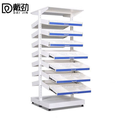戴劲药架医院开放式西药架加厚轨道式卫生室药品架 背空款双面七层