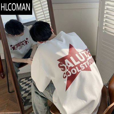 HLCOMANins潮牌日系港风复古高街短袖t恤男夏装宽松潮流帅气美式