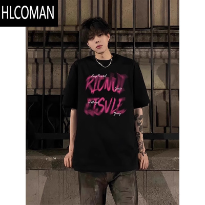 HLCOMAN美式短袖T恤男款2025新款潮流夏季潮牌痞帅高街男生半袖