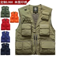 JPDUN马甲男士户外多口袋钓鱼摄影背心广告大码马夹薄款