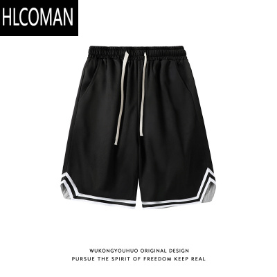 HLCOMAN夏季潮牌简约纯色运动五分裤男复古街头宽松百搭休闲短裤