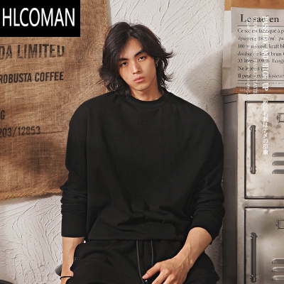 HLCOMAN日系德绒半高领长袖t恤男款加绒加厚p暖内搭纯色卫衣打底衫