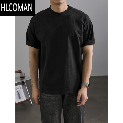 HLCOMAN 夏季新款休闲清爽T恤衫透气短袖体恤外穿圆领纯色小衫上衣男