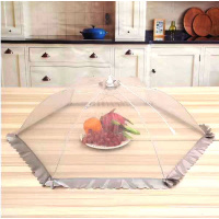 敬平(JING PING)加密菜罩家用折叠长方形餐桌罩盖剩菜防蚊防苍蝇食物罩大号网纱罩 银灰色中号圆形(直径70cm饭罩