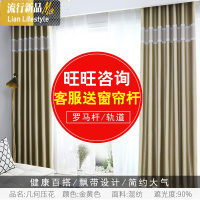 2019新款定制全遮光纯色电窗帘纱帘简约现代主卧室客厅送窗帘杆 三维工匠