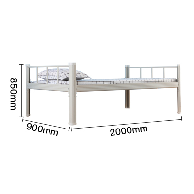 尔迈 单人床铁床铁艺家用床午休床宿舍公寓床 带软包靠背含床板0.9米