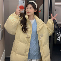 立领长款新款韩版宽松中长款女羽绒棉服冬季时尚百搭棉衣外套
