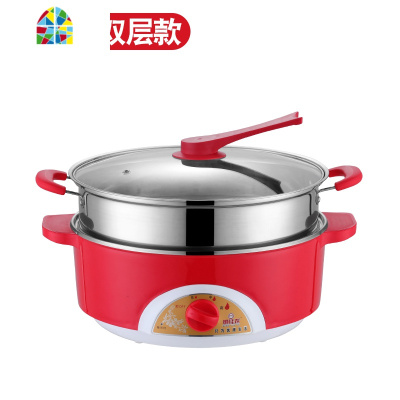 电蒸锅家用大容量多层电蒸笼多功能304不锈钢蒸菜馒头小型蒸汽锅 FENGHOU 紫罗兰5层(机械款)4个蒸笼