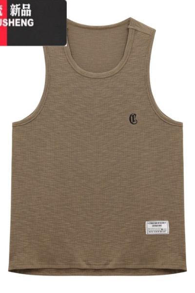 YIBUSHENG美式慵懒无袖背心连衣裙女季2024新款坑条简约显瘦贴布宽松短裙