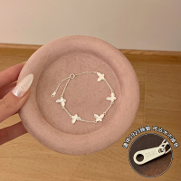 纯银双面镭射蝴蝶手链高颜值学生党轻奢小众精致手饰闺蜜礼物送女朋友老婆情人节七夕生日礼物