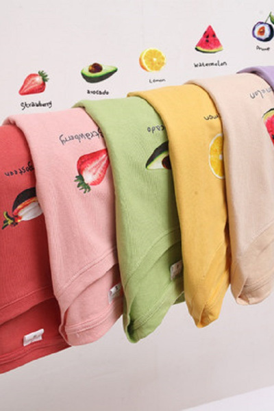 七色 糖果色水果印花夏装韩国短袖T恤女宽松学生女式上衣女装