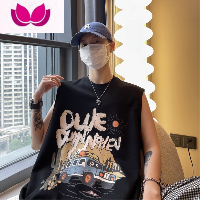 七斓美式高街背心男夏季ins潮牌网红无袖t恤休闲运动篮球健身坎肩上衣