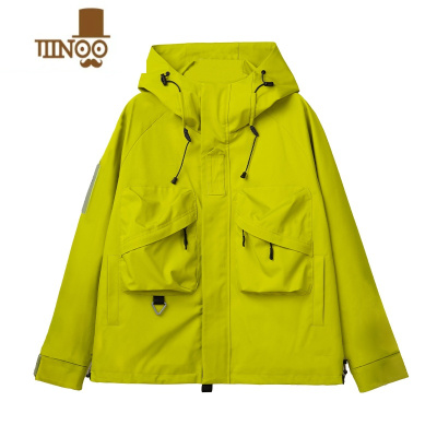 YANXU新款机能风情侣户外冲锋衣工装连帽外套男士登山服痞帅夹克衣