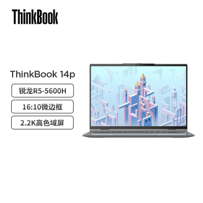联想ThinkBook 14p 14英寸高性能轻薄笔记本电脑 AMD锐龙标压R5-5600H 16G 1TB固态 2.2K屏 高色域 定制版