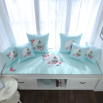 家柏饰(CORATED)北欧高密度乳胶飘窗垫窗台垫定做榻榻米阳台海绵垫沙发毯坐垫 花好月圆 20cm飘窗垫