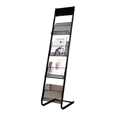 翌嘉YJ4122832 杂志架展示架报置物架收纳落地报纸报刊架 四层黑色 300*380*1370