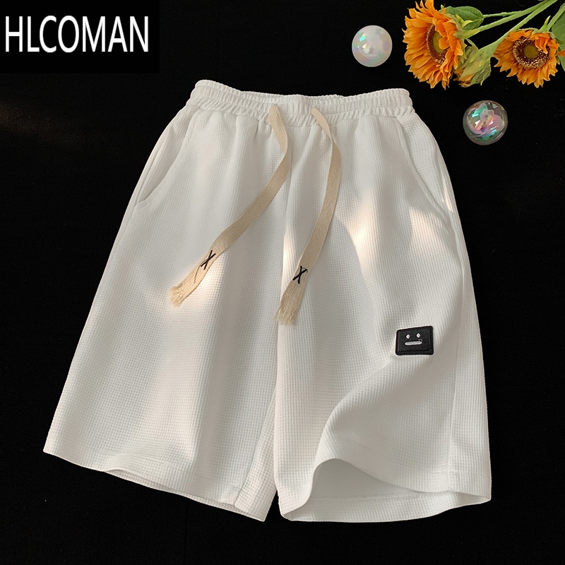 HLCOMAN华夫格短裤男装夏季款美式潮牌宽松直筒休闲运动速干五分裤子